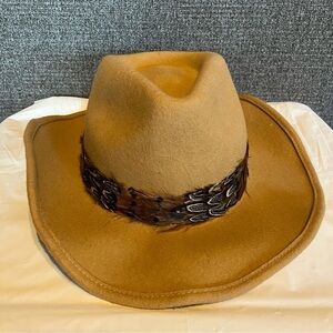 Capelli Straw Feather Tan Maximalist Funky Unique Paper Woven Cowboy Unisex Hat Mens Woven Paper Cowboy Hat with Ventilation – San Diego Hat  main image 2